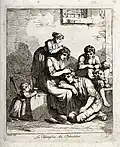 Um das Jahr 1800: Eine Familie sucht sich gegenseitig nach Flöhen ab.