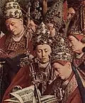 Päpste auf einem Gemälde vor etwa 600 Jahren