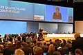 Die frühere CDU-Chefin Angela Merkel auf einem Parteitag, einem wichtigen Treffen ihrer Partei.