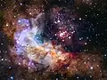Ein Sternhaufen, bei dem man sehen kann, wie junge Sterne entstehen. Das Foto stammt vom Weltraumteleskop Hubble.