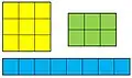 Diese Figuren sind in gleichgroße Quadrate eingeteilt. Durch zählen der Quadrate kann man bestimmen, welche Figur den größten Flächeninhalt hat. Mit 9 Quadraten ist die gelbe Figur die größte.
