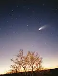 Auch Kometen gehören zum Sonnensystem. Hier sieht man einen am Abendhimmel der Erde.