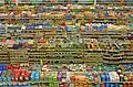 Von oben gesehen: Waren in einem amerikanischen Supermarkt