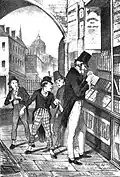 Oliver Twist mit seiner Diebesbande beim Diebstahl