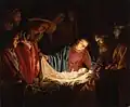 Auf einem 400 Jahre alten Gemälde: Die Hirten beten das Jesus-Kind an. Dabei ist Maria.