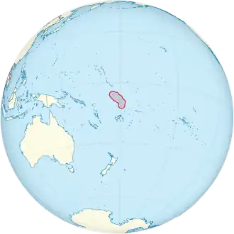 Tuvalu on the globe (small islands magnified) (Polynesia centered).svg