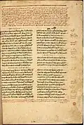 Um das Jahr 1300: Eine Seite einer Handschrift im Griechischen des Mittelalters