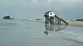 Restaurants auf Pfählen am Strand von St. Peter-Ording an der Nordsee
