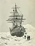 Vor etwa 100 Jahren: Ein Walfangschiff ist im Eis eingefroren.