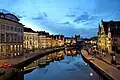 In der flämischen Stadt Gent bei Sonnenuntergang