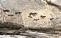 Tiere zum Jagen, auf Felsen gemalt, von Menschen vor Jahrtausenden gemalt