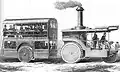Zeichnung von mit Dampf betriebenem Bus in Schottland, vor über 150 Jahren