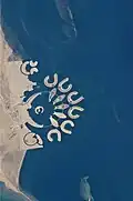 So sehen die künstlichen Inseln von Durrat Al Bahrain aus, wenn man sie aus dem Weltall fotografiert.