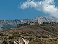 Die Ruinen einer Burg auf dem Berg Tourbillon, nahe von Sitten