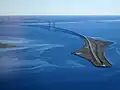 Bei der Øresund-Brücke zwischen Dänemark und Schweden: Eisenbahn und Straße kommen hier aus einem Tunnel.