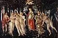 Vor über 500 Jahren malte Sandro Botticelli dieses Gemälde über den Frühling, mit Blumen und tanzenden Menschen.
