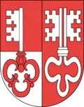 Das Wappen von Unterwalden: Links ist Obwalden, rechts Nidwalden.