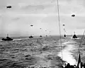 Im Zweiten Weltkrieg waren amerikanische Schiffe auf dem Weg nach Frankreich, um gegen die deutschen Besatzer zu kämpfen.