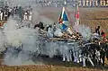 Schauspieler spielen die Schlacht von Austerlitz nach. Sie wird auch die Dreikaiserschlacht genannt, obwohl nur zwei Kaiser anwesend waren.