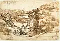 Eine Landschaft gezeichnet von Leonardo da Vinci
