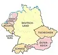 Auf einer Landkarte kann die Flächen von Ländern vergleichen: Hier wird deutlich, dass Deutschland von den gezeigten Ländern das größte ist.