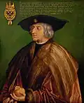 Ein Gemälde mit dem Kaiser Maximilian