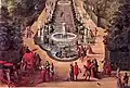 Ein Gemälde aus dem Jahr 1688. Es zeigt den Garten des Schlosses.
