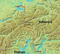 Eisenbahnstrecke mit dem ersten Tunnel