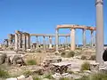 Ruinen einer alten römischen Stadt: Leptis Magna. Dies ist ein Weltkulturerbe.
