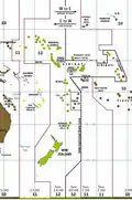 Die Datumsgrenze rund um Kiribati, mitten im Pazifik.