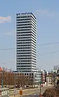 Der Oderturm steht hier seit dem Jahr 1976.