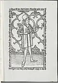 Im Jahr 1477: ein Buch, das auf Deutsch gedruckt wurde. Hier ist Marco „ein edeler Ritter“.