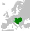 Österreich-Ungarn auf einer Karte von Europa, wie es im Jahr 1914 aussah