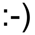 Ein Emoticon als einfacher Smiley: Er besteht aus Doppelpunkt, Trennstrich und Klammer.