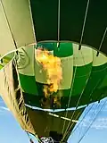 Das Feuer, das die Luft im Ballon erwärmt