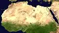 Die Sahara mit einem Satelliten aus dem Weltraum gesehen