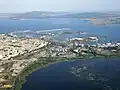 Die Stadt Burgas liegt in Bulgarien. Oben sieht man das Schwarze Meer.