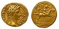 Eine gut 2000 Jahre alte Goldmünze mit dem Kopf von Augustus