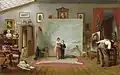 Auf einem Gemälde aus dem Jahr 1865: So sah damals ein Fotostudio aus.