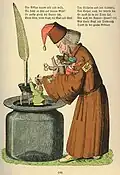 „Struwwelpeter“: Der große „Nikolas“ wirft böse Kinder ins Tintenfass, die über einen dunkelhäutigen Jungen gelacht haben.