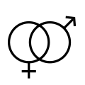 Rechts das Symbol für Mann oder Mars, links das für Frau oder Aphrodite