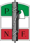 Das Zeichen der Nationalen Faschistischen Partei, mit Rutenbündeln