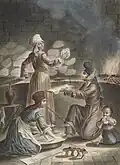 Vor über 200 Jahren: türkische Frauen beim Brotbacken.