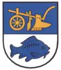 Für viele Gemeinden war der Karpfen so wichtig, dass sie ihn in ihr Wappen aufgenommen haben. Hier zum Beispiel Tömmelsdorf im Bundesland Thüringen.