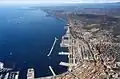 Der Hafen aus der Luft fotografiert.