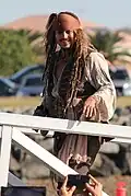 Johnny Depp als Pirat bei Dreharbeiten...