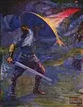 Beowulf kämpft gegen den Drachen.