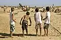 Hier spielt man Bocchia am Strand von Punta del Este.
