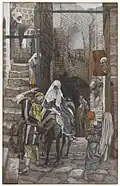 Das ist die bekannte Geschichte, wie Maria und Josef in Bethlehem nach einer Herberge suchen.