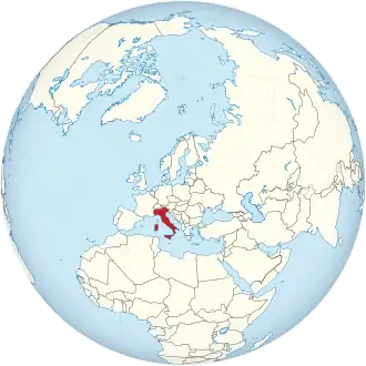 Italy on the globe (Europe centered).svg